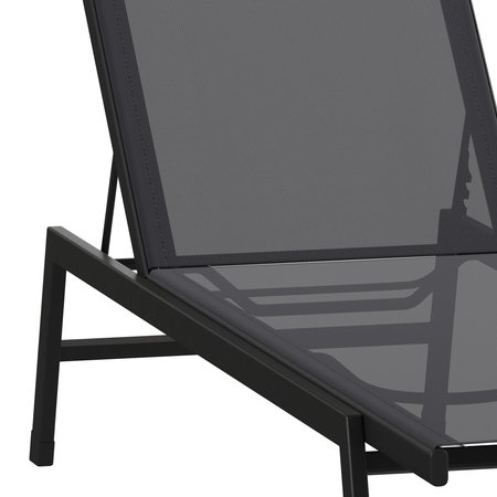 Flash Furniture Black/Black Adjustable Chaise Lounge, 2PK 2-JJ-LC326-BLK-BLK-GG